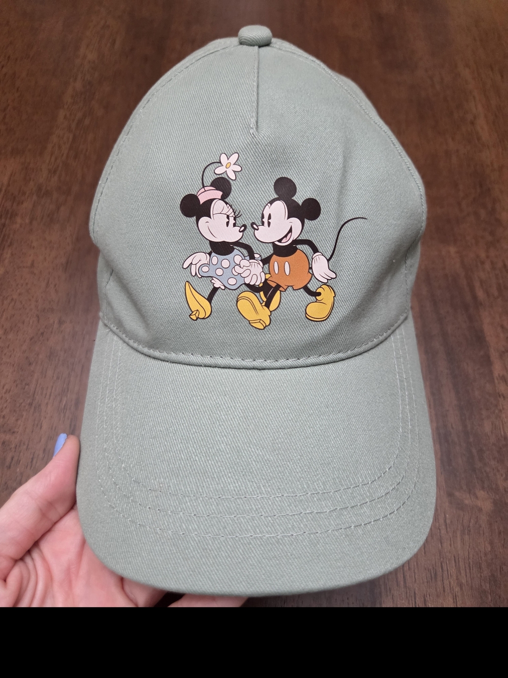 Disney Sage Green Baseball Cap with Mickey & Minnie Print